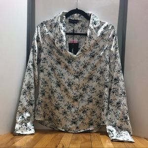 PRETTYLITTLETHING White Floral Button Fitted Shirt